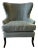 Wing Back Style Chair in an Aqua Color Fabric, 21st Century For Sale