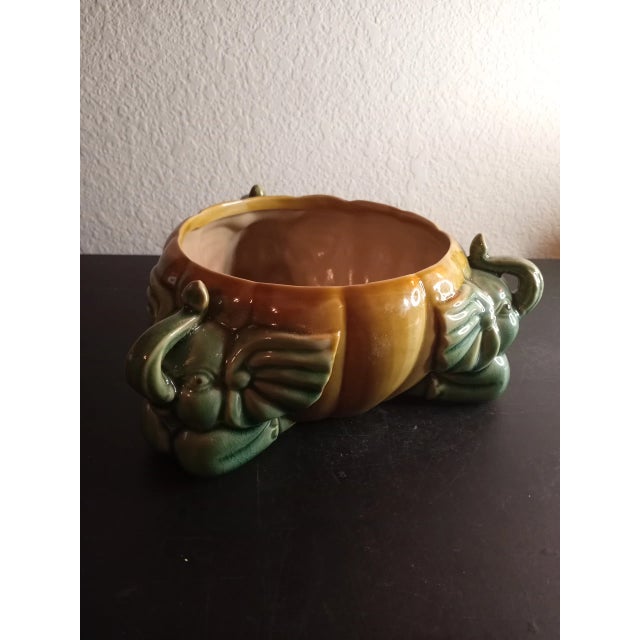 Green Vintage Majolica Green Glazed Baby Elephant Planter For Sale - Image 8 of 8