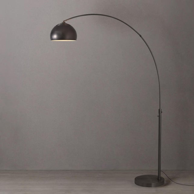 Mid-Century Modern 1960s Nova of California Morelli Half Dome Floor Lamps - Mid Century Modern Arc Lamp, Black Nickel Finish, Dimmable, Smart Home Compatible For Sale - Image 3 of 7
