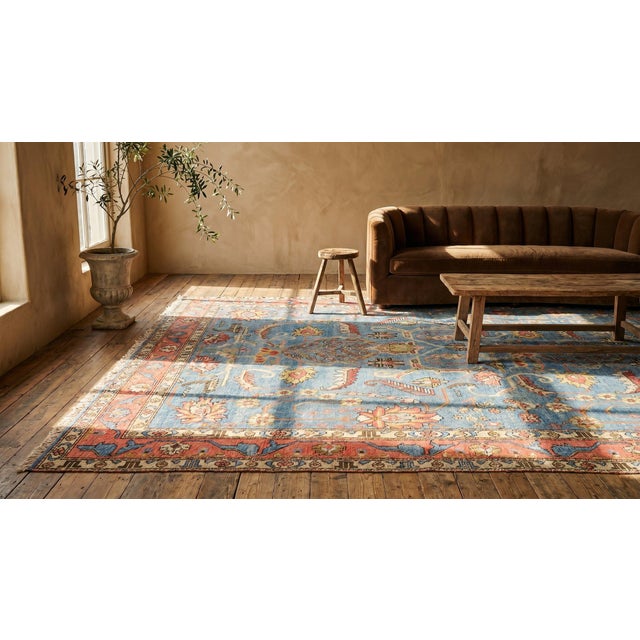 1880s Teal Blue Geometric Antique Central Asian Silk Khotan "Kashgar" Rug 9' X 13' Handknotted Wool Carpet For Sale - Image 16 of 16