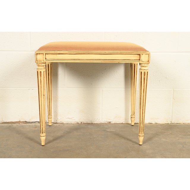 French Drexel French Regency Louis XVI Vanity Stool or Ottoman | Circa 1950s For Sale - Image 3 of 10