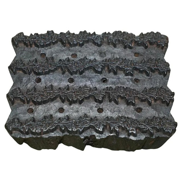 Large Antique Hand Carved Floral Printing Block for Wallpaper For Sale - Image 13 of 13