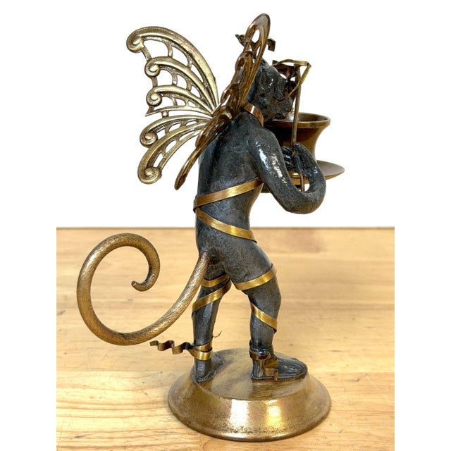 Pair Belle Époque Style Winged Monkey Masquerade Tragedy & Comedy Chambersticks For Sale - Image 15 of 17