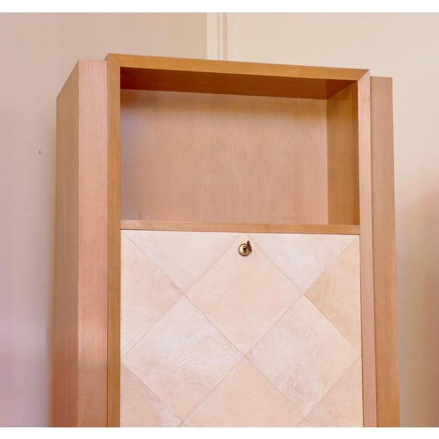 French Secretaire in Ash Wood and Parchment by Blanche Klotz, 1930s For Sale - Image 3 of 13
