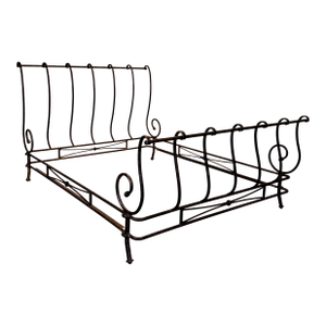Vintage Signed Brown Jordan "Autumn Guild" Wrought Iron Queen Sleigh Bed
