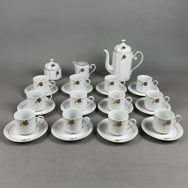 Gold Leaf Porcelain Tea Set from Regent Alba Iulia, Set of 27 For Sale - Image 12 of 12