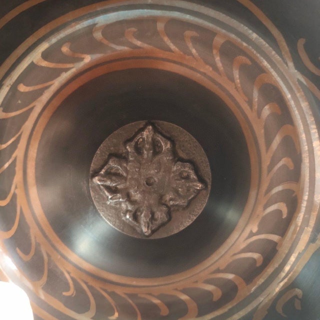 Mid 20th Century Vintage Chinese Chased Copper "Singing Bowl" Set (4 Pieces) With Wooden Mallets - 1727g For Sale - Image 5 of 10