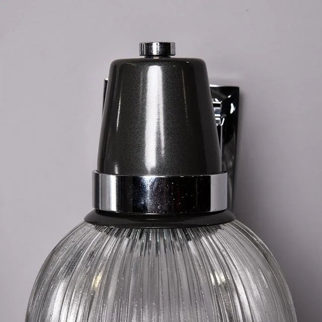 Vintage English Silver and Black Sconces With Glass Shades - Pair For Sale - Image 10 of 11