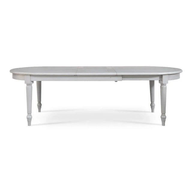 French Provincial French Provincial Extendable Oval Dining Table - Charleston Grey For Sale - Image 3 of 6
