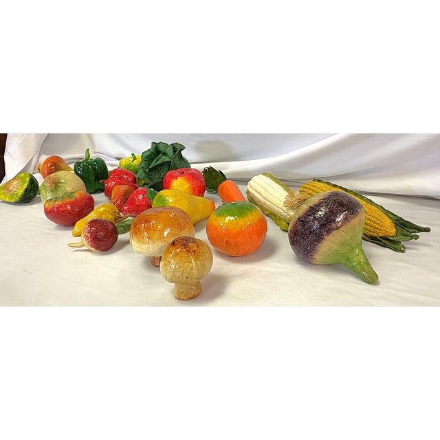 Vintage Realistic Hand Crafted Papier Mâché Fruits and Vegetables- Set of 25 For Sale - Image 13 of 18