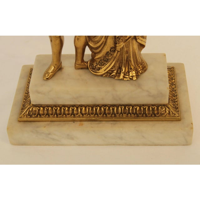 Brass Antique Victorian Brass Marble Base Girandole Candelabra - 3 Pieces For Sale - Image 8 of 13