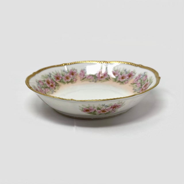 Early 20th Century Limoges France Floral Porcelain Serving Bowl For Sale - Image 4 of 6