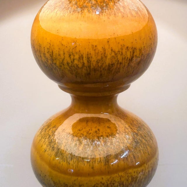 Gold Large German Mustard Ceramic Lamp from Kaiser Leuchten, 1970s For Sale - Image 8 of 13
