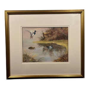 Vintage "Soft Landing" Original Pastel Wildlife Painting by Emma Angeli Amodio