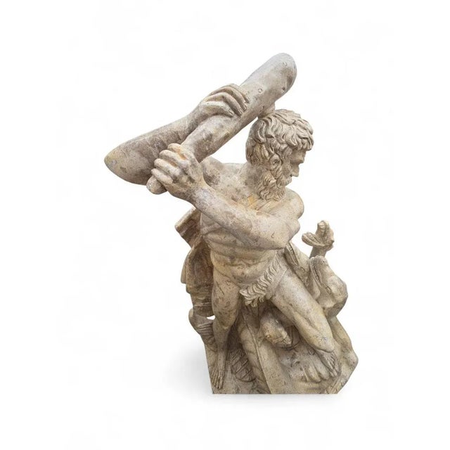 Marble Sculpture of Hercules Fighting the Serpents, Italy, Early 20th Century For Sale - Image 10 of 12