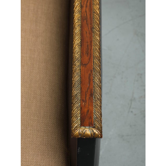 Maison Jansen Black Leather Daybed With Gilded Foliate Design For Sale In New York - Image 6 of 18