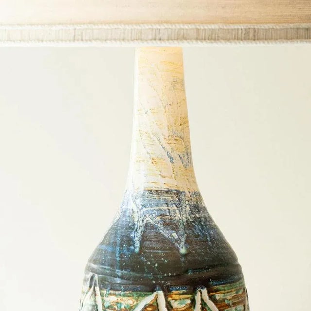 1970s Large Blue Green Ceramic Table Lamp by R. Houben, 1970 For Sale - Image 5 of 8