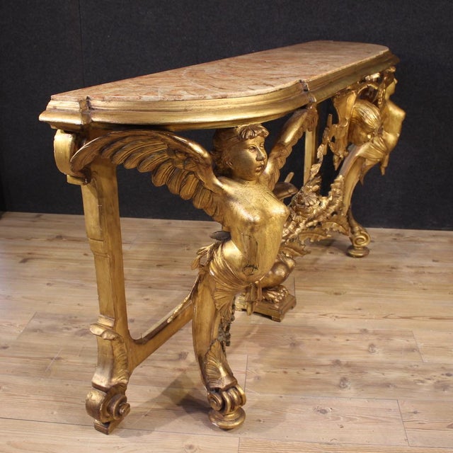 20th Century Italian Gilded Console, 1920s For Sale - Image 4 of 12