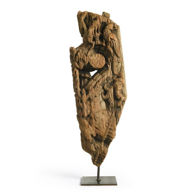 1930s Teak Carving Metal Foot For Sale - Image 5 of 5