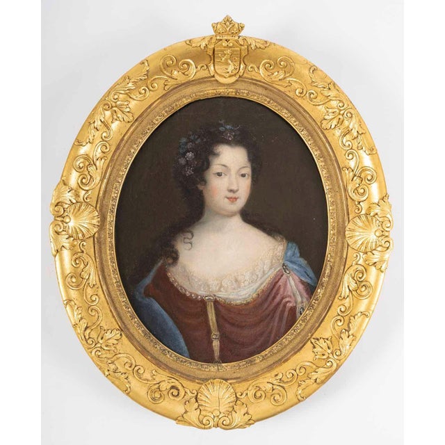 Three Portraits of The Princesses of Bourbon, Oil on Canvases, 18th Century, Framed For Sale - Image 10 of 15