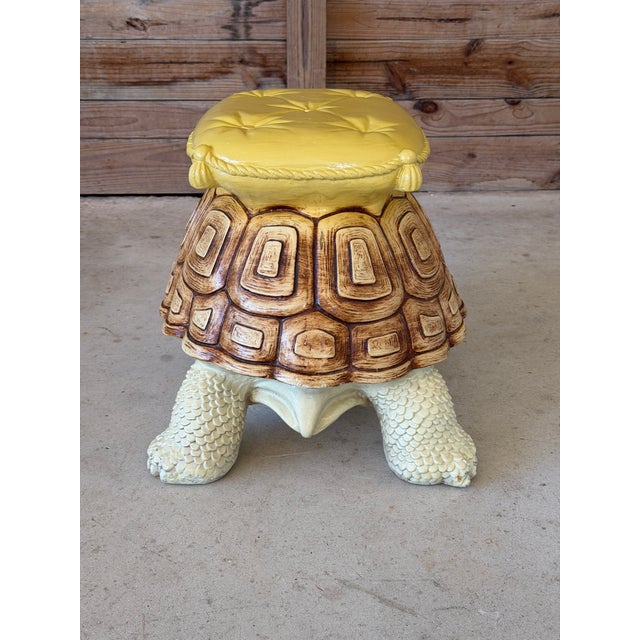 Hollywood Regency Vintage Hollywood Regency Cast Resin Turtle Garden Stool - Accent Table For Sale - Image 3 of 12