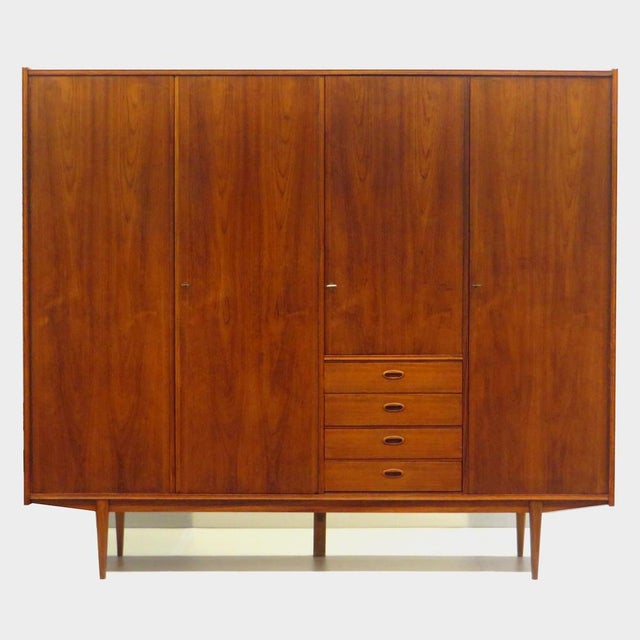 Vintage Scandinavian Four-Door Wardrobe in Teak, 1960s For Sale - Image 9 of 9