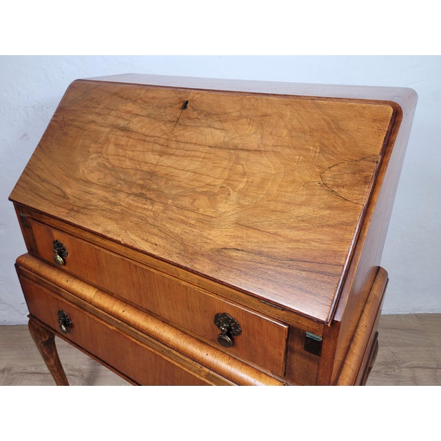 Brown Vintage Walnut Writing Bureau from Denby & Spinks, 1940s For Sale - Image 8 of 18