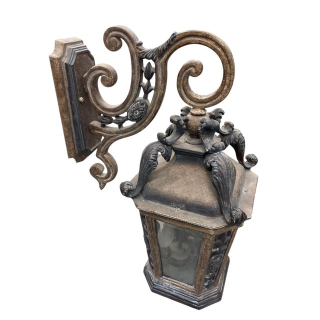 Neoclassical Vintage English Neoclassical Wall Lantern - Cast Aluminum For Sale - Image 3 of 9