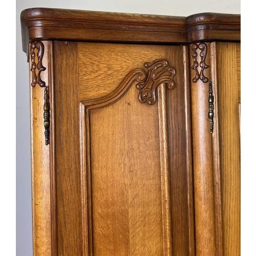 Vintage French Louis XVI Style 4-Door Carved Armoire For Sale - Image 3 of 12
