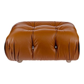 B&B Italia Walnut Colored Rectangular Leather Camaleonda Ottoman For Sale