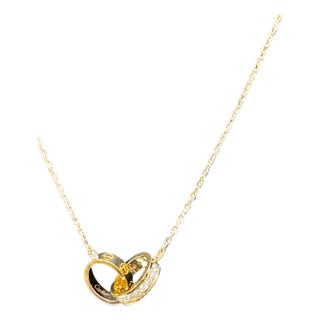 Adjustable 16-18", 18 Karat Yellow Gold LOVE pendant, half-paved, 5.4 Gm For Sale