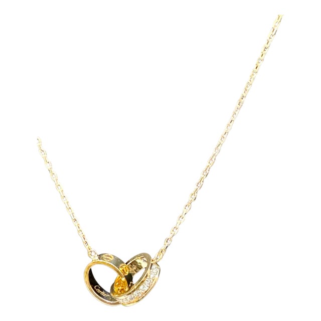 Adjustable 16-18", 18 Karat Yellow Gold LOVE pendant, half-paved, 5.4 Gm For Sale