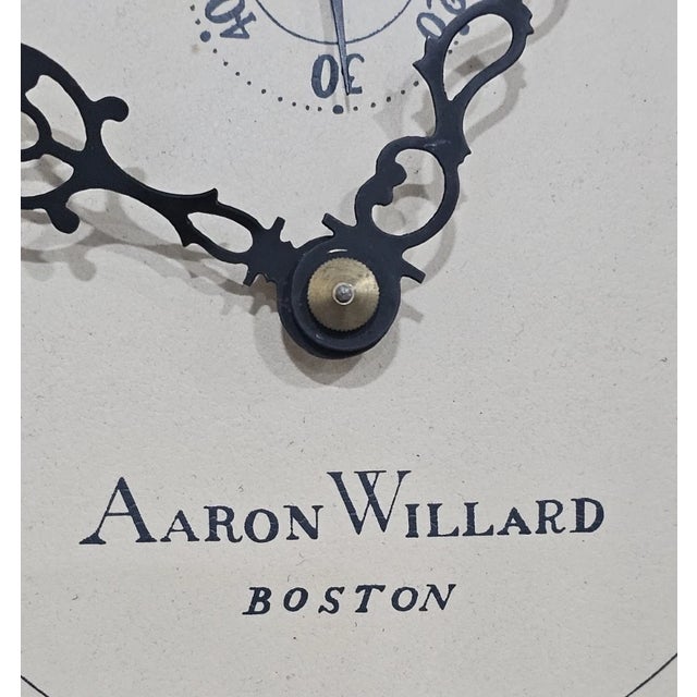 Late 20th Century Colonial Aaron Willard Mahogany Grandfather Clock Henry Ford Museum Rocking Ship For Sale - Image 5 of 9