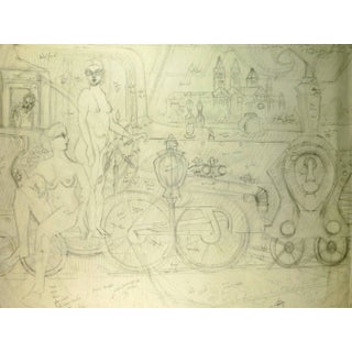 Sketches of Nudes With Architectural Elements For Sale