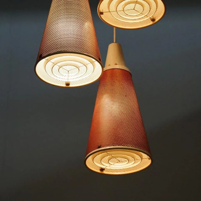 1950s Red Perfolux Pendant by N. Hiemstra for Hiemstra Evolux, 1950s For Sale - Image 5 of 12