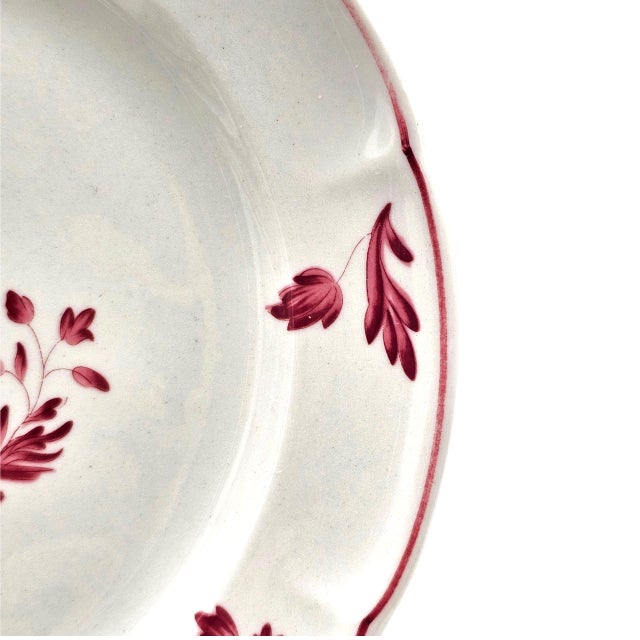White Longchamp France Porcelain Lunch Plate, Le Vigneron Winemaker Red For Sale - Image 8 of 10