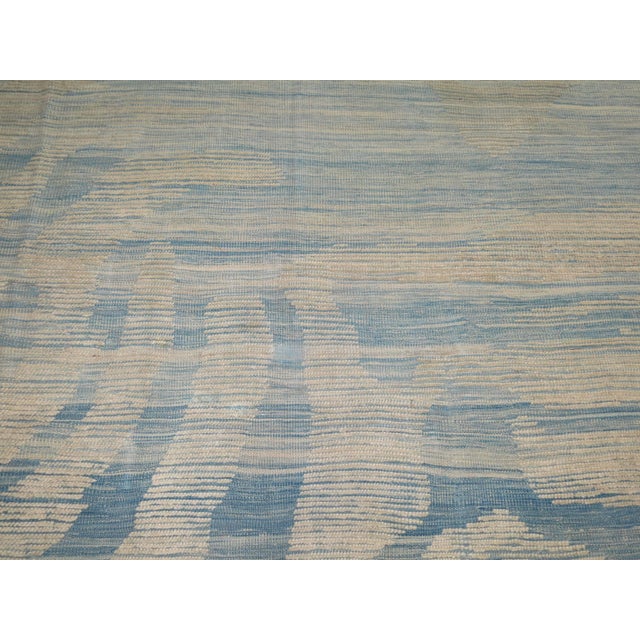 Early 21st Century Early 21st Century Blue Turkish Kilim Flat-Weave Wool Rug - 9'10" x 13'11" For Sale - Image 5 of 6