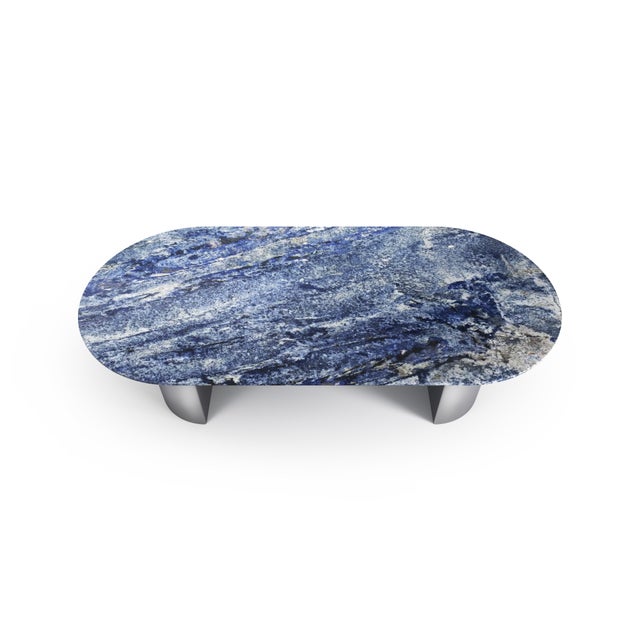 Contemporary Refleko Oblong Dining Table in Blue Bahia Granite from Stone Valley For Sale - Image 3 of 5