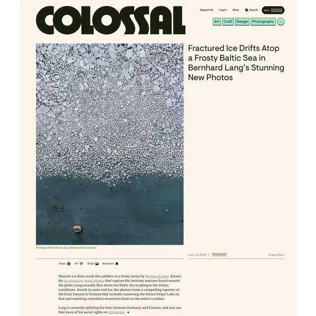 Blue "Baltic_Ice_PeipsiJaerv_024" Contemporary Limited Edition Fine Art Photograph Print by Bernhard Lang For Sale - Image 8 of 8