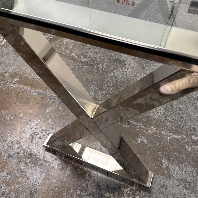 Silver Pottery Barn Ava Metal + Glass Desk For Sale - Image 8 of 12