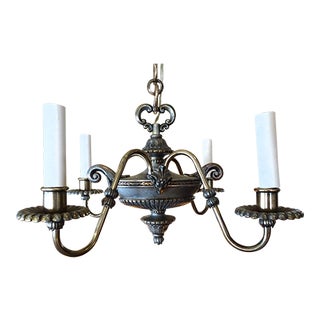 Small French 19th Century Pewter Chandelier For Sale