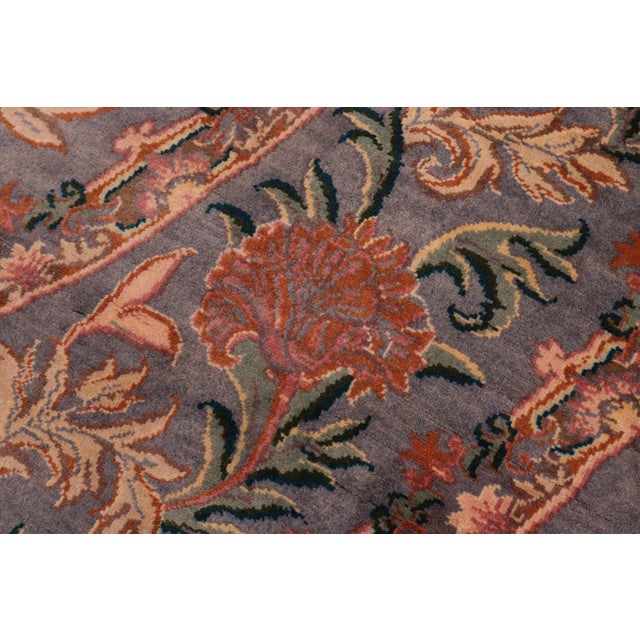 1990s Art Nouveau 1990's Floral Pak-Persian Gray/Pink Wool Round Rug - 8'1'' X 8'3'' For Sale - Image 5 of 8