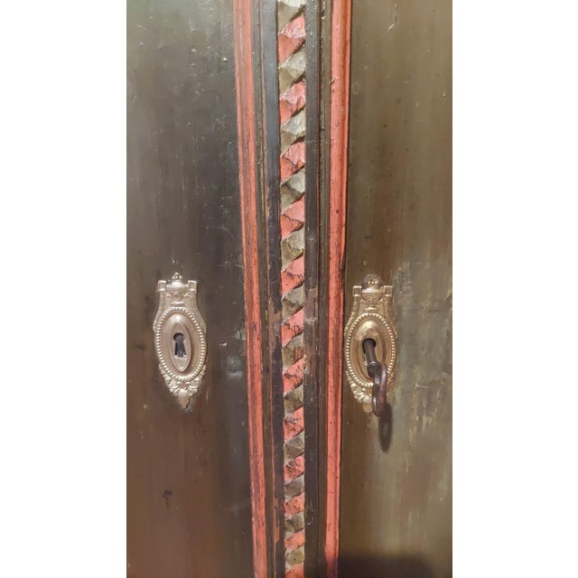 18th-Century Central European Hand-Painted Wedding Armoire — Folk Art Bauernschrank With Portrait Medallions For Sale - Image 15 of 15