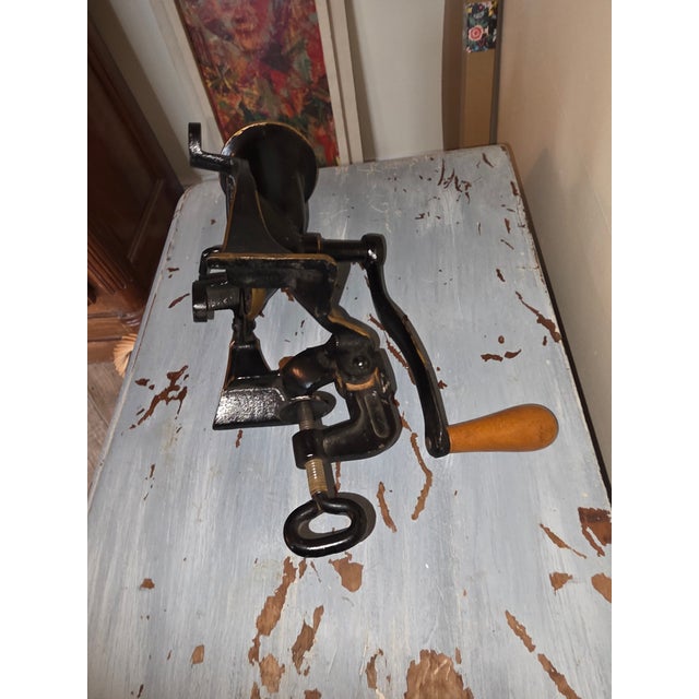 Metal Antique English Cast Iron Coffee Grinder For Sale - Image 7 of 10