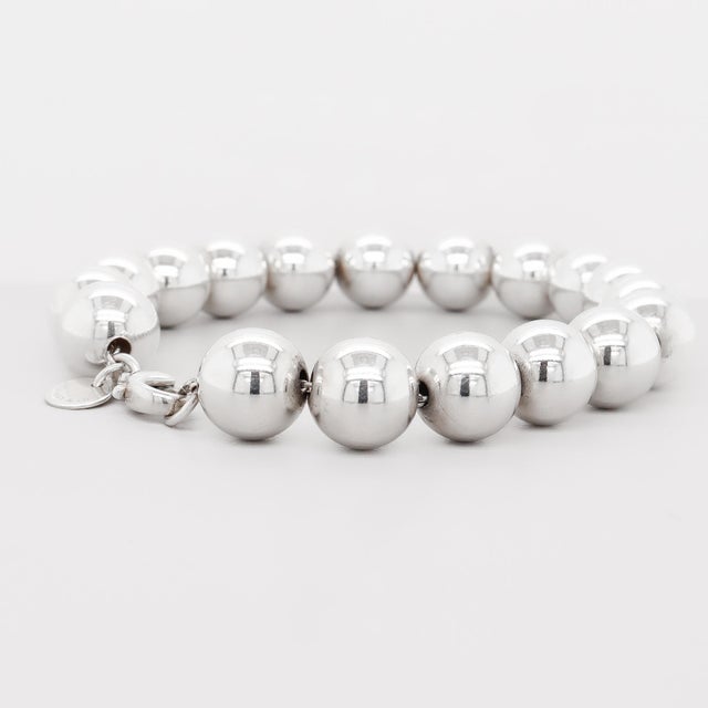 Metal Tiffany & Co. Sterling Silver 10 Mm Beaded Bracelet For Sale - Image 7 of 15