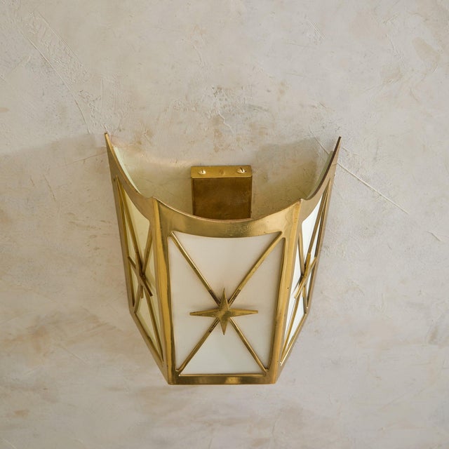 Pair of French Brass Starburst Motif Sconces, 1950s For Sale - Image 10 of 11