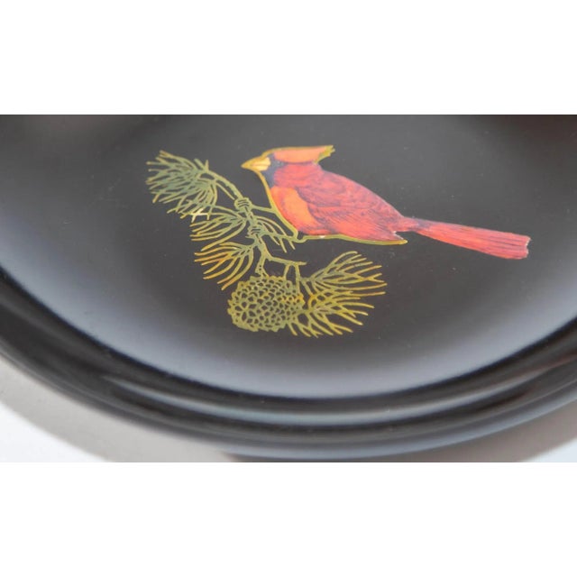 Mid-Century Couroc of Monterey Inlaid Brass and Wood Cardinal Circular Tray. Mid-Century Modern Couroc of Monterey...