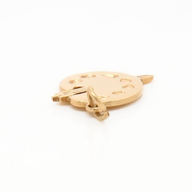 Vintage Signed American Charm Co 14k Gold Artist Palette & Brush Bracelet Charm For Sale - Image 12 of 15