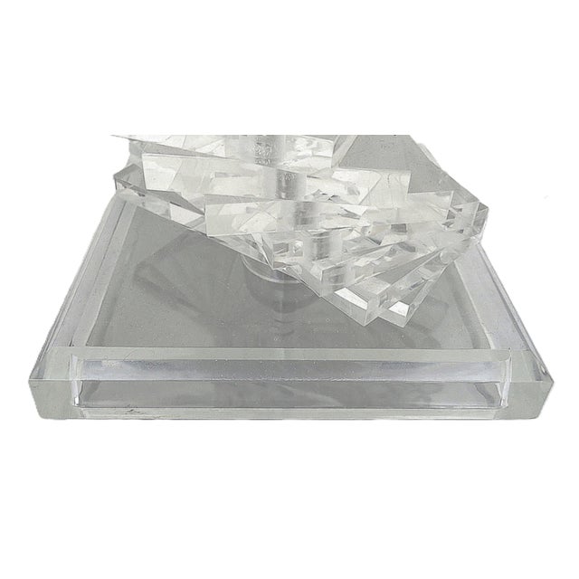 Karl Springer Pair of Karl Springer Style Lucite Table Lamps Spiral Staircase Helix For Sale - Image 4 of 6