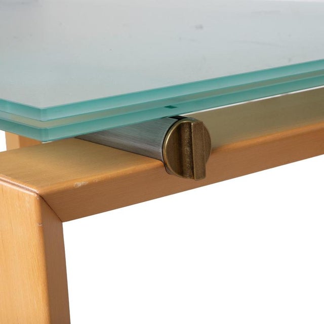 Brown Wooden Stilt Dining Table with Glass from Desalto For Sale - Image 8 of 14